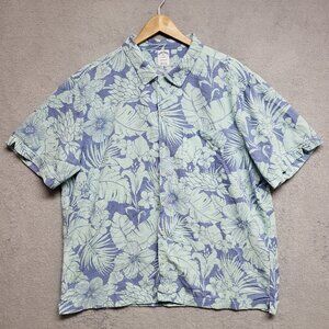 Brooks Brothers Shirt Men XL Floral Seersucker Camp Short Sleeve Casual Hawaiian